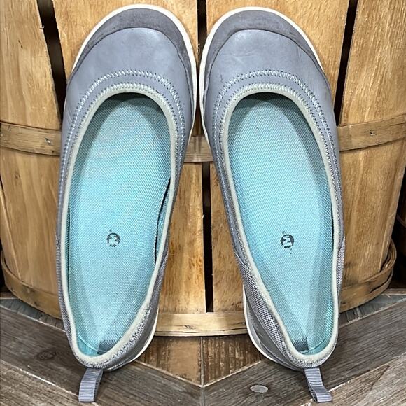 Merrell Enlighten Vex Drizzle Leather Gray Green Slip-On Flats Loafers Womens 7 - Picture 9 of 11